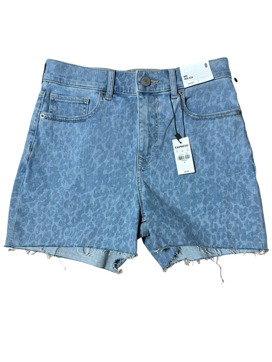 Express Pants - Express Light Blue Leopard Denim Shorts Size 28